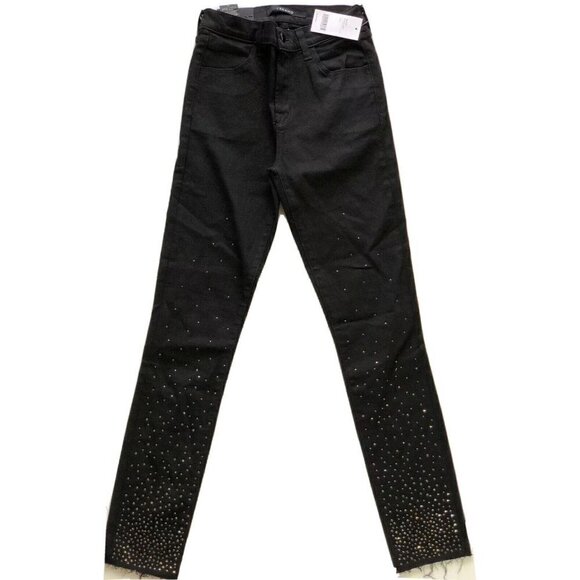 J Brand Crystal Vani Denim Alana High Rise Cropped Skinny Jeans Size 26 JB002147 - Picture 1 of 10